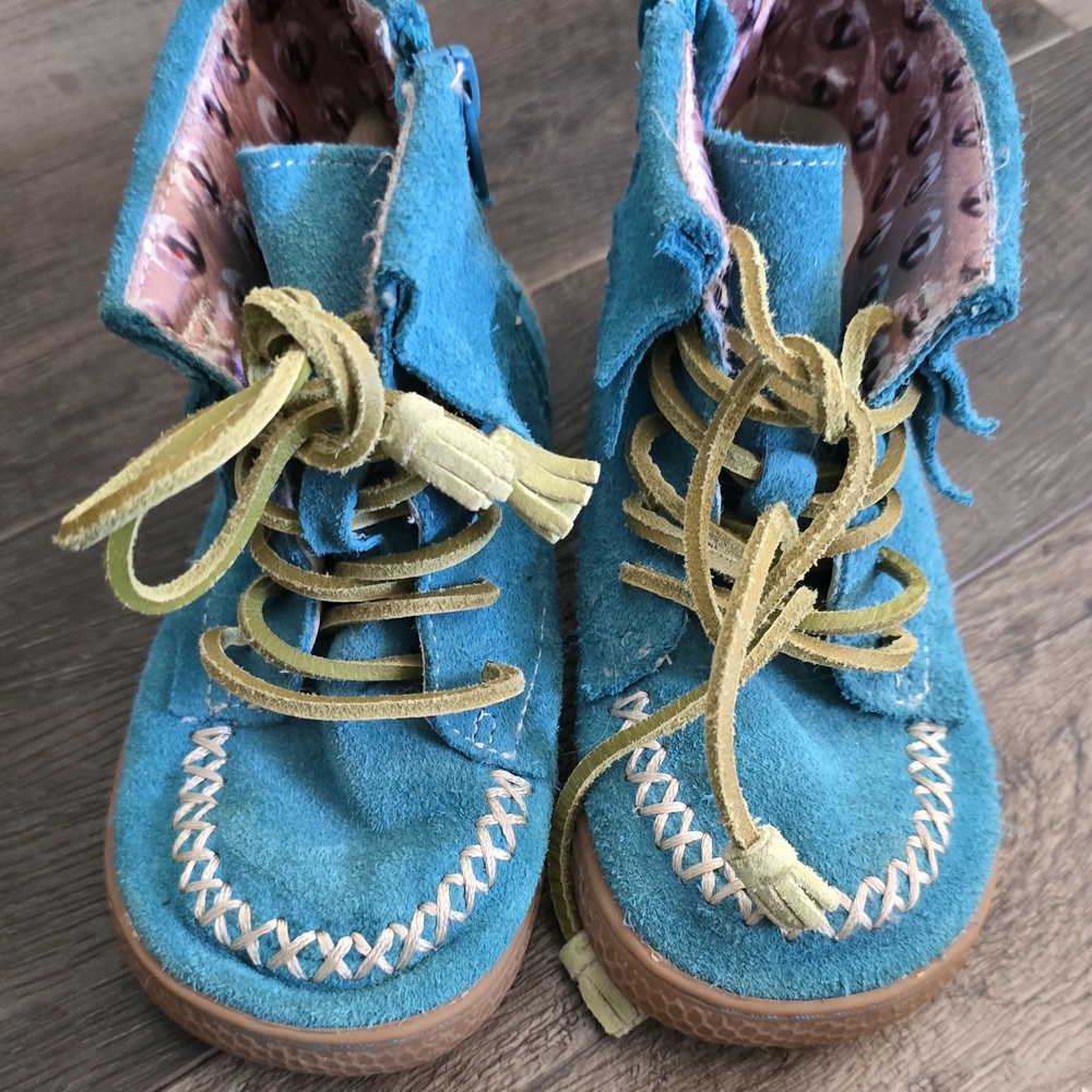 Livie And Luca Kids Blue Suede Shoes with Yellow Laces